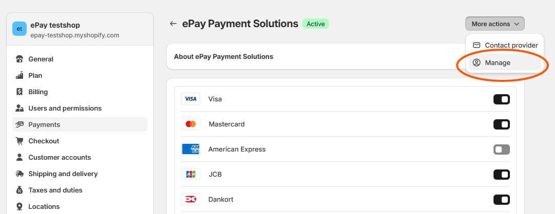 Shopify webhook setup